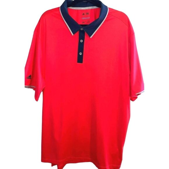 Adidas Mens 2XL ClimaCool Dri-Fit Reflective Pink Short Sleeve Polo Loose Fit - Picture 1 of 6